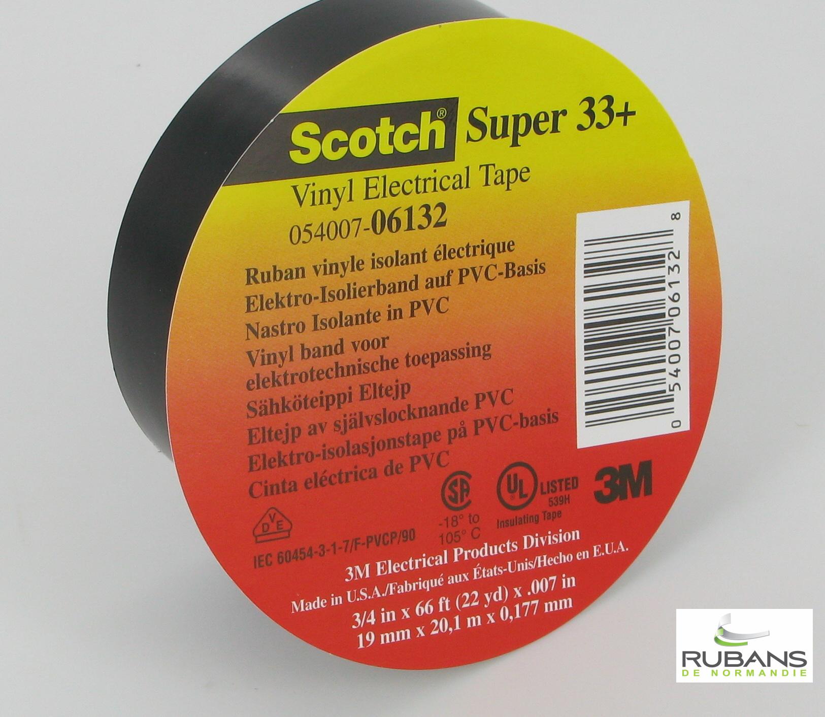 Scotch 3M 33+ Ruban adhésif isolant électrique PVC classe A