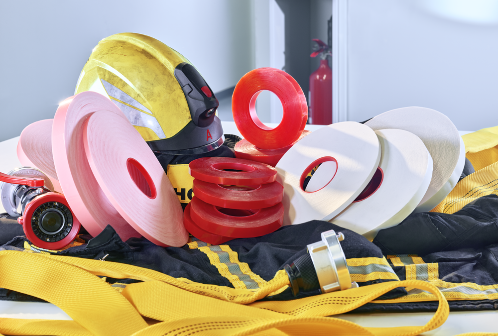 Flame retardant and halogen-free adhesive tapes