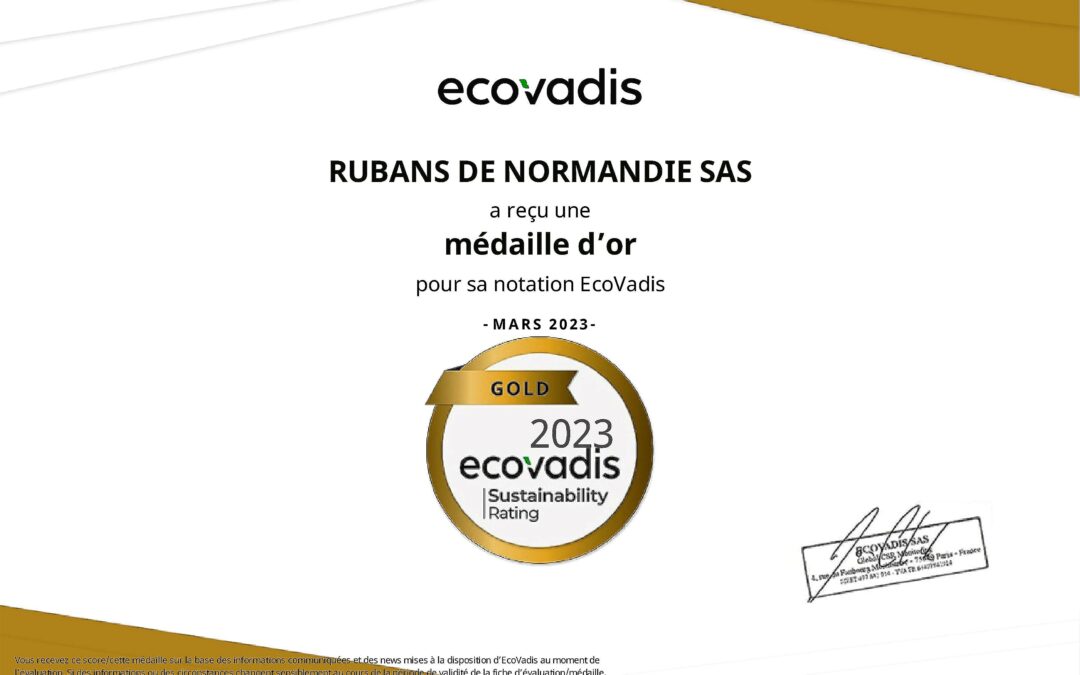 RUBANS DE NORMANDIE EcoVadis Rating Certificate 2023